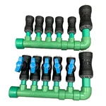COMPLETE PP-R MANIFOLD WITH VALVES ON 1 SIDE, 5 X 25 / 1 X 40