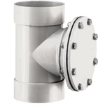 PP VENTILATIONS RENGØRINGSADGANG M/ FLANGE - GRÅ RAL 7032