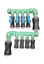 COMPLETE PP-R MANIFOLD WITH VALVES ON 1 SIDE, 2 X 25 / 1 X 40