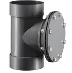 PVC VENTILATIONS RENGØRINGSADGANG M/ FLANGE - GRÅ RAL 7011